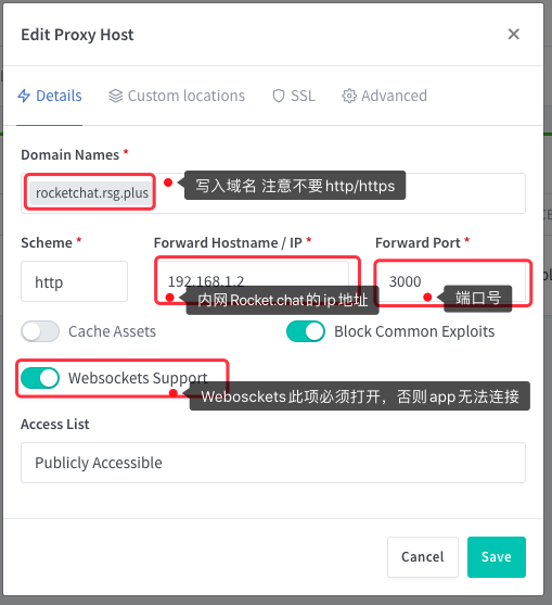 Unraid--Rocket.chat配置反向代理SSL方法
